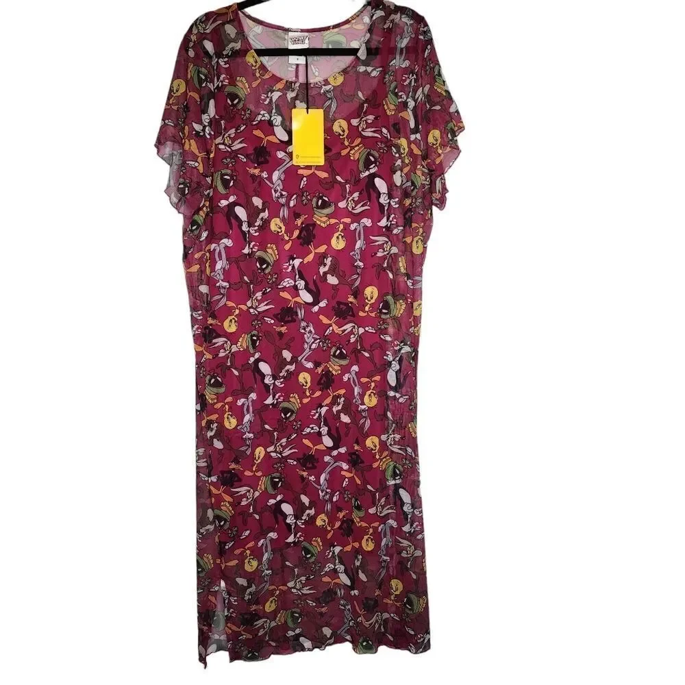 3X 22W 24W Torrid Pink Looney Tunes Bugs Bunny Mini Mesh T Shirt Dress, slip dre - Picture 2 of 10
